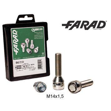 FARAD FLOWERLOCK | Болты секретки М14х1.5х50мм Конус Вращающееся кольцо (Удлиненные под проставки 20-25мм) + запасной ключ 1-B67/D FLOWER 2CH.SP фото