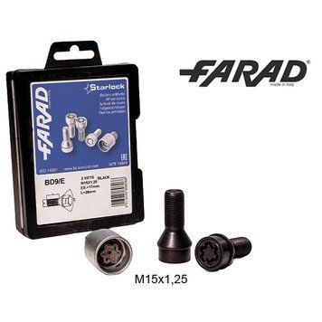 FARAD STARLOCK | Болты секретки М15x1.25x28мм Конус Вращающееся кольцо 2 ключа для Mercedes-Benz GLE 2019; GLS 2020; под неоригинальные диски (Черные) 1-BD9/E STARLOCK BC 2CH фото