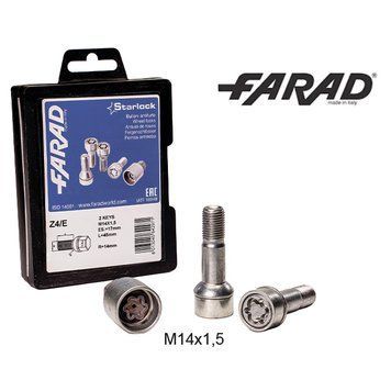FARAD STARLOCK | Болты секретки М14х1.5х45 Сфера R14 Вращающееся кольцо + запасной ключ под 17 (Под родные диски) Mercedes-Benz CL (215); E (213); GE (461, 463); GLK (204); GLE (166, 292); ML (164); GL (164); S (140, 220) 1-Z4/E STARLOCK 2CH фото