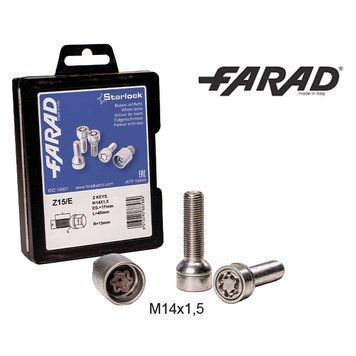 FARAD STARLOCK | Болты секретки М14x1.5x45 Сфера R13 Вращающееся кольцо (Audi, Volkswagen, Skoda, Seat) под проставки 15-20мм + запасной ключ на 17 1-Z15/E STARLOCK 2CH фото