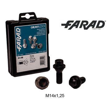 FARAD GALAXYLOCK | Болты секретки М14х1.25х28мм Конус Чёрные Головка с вращением Ключ 17 (BMW, MINI) + запасной ключ (Черные) 1-N1/M GALAXY 2CH BH фото