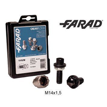 FARAD GALAXYLOCK | Болты секретки М14х1.5х33 Сфера R14 Вращающаяся головка Ключ 17 (2 ключа) (Черные) 1-VV6/M GALAXY 2CH BH фото