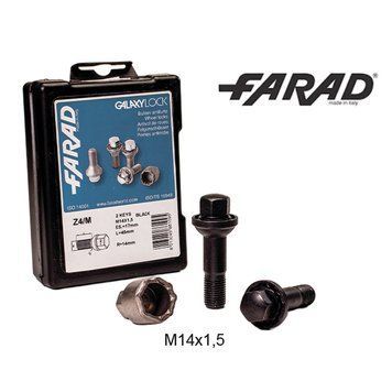 FARAD GALAXYLOCK | Болты секретки М14х1.5х45 Сфера R14 Головка с вращением Ключ 17 (2 Ключа) Mercedes-Benz CL (215); E (213); GE (461, 463); GLK (204); GLE (166, 292); ML (164); GL (164); S (140, 220) (Черные) 1-Z4/M GALAXY 2CH BH фото