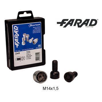 FARAD STARLOCK | Болты секретки М14x1.5x27 Сфера R13 Вращающееся кольцо (для оригинальных дисков) + запасной ключ под 17 Черные 1-ZA/E STARLOCK 2CH BH фото
